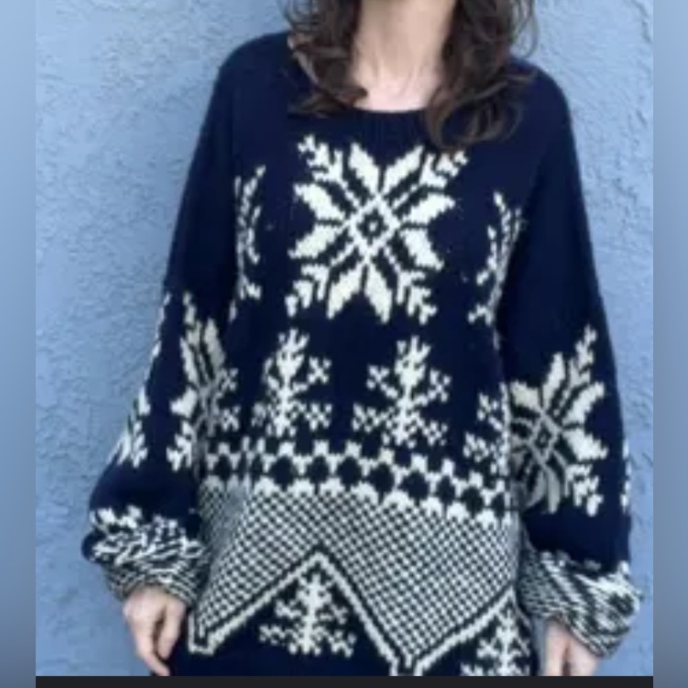Authentic Gap Clothing Knit By Hand Women’s Long Sleeve Snowflake Sweater Size M
